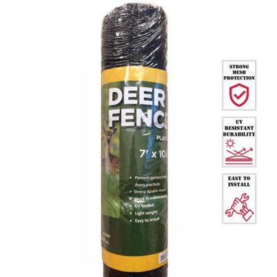 allFENZ 100 ft. x 7 ft. 0.75 in. Mesh Deer Fence, Black