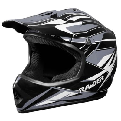 Raider Youth GX3 MX Helmet, Black & Silver - Youth Large