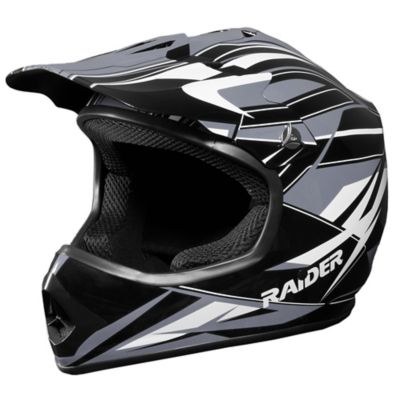 Raider GX3 MX Full-Face Youth Off Road Helmet, Large, Black/Silver