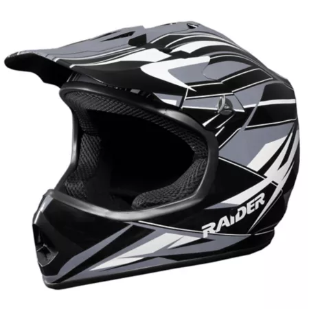 Raider GX3 MX Youth Off-Road Full Face Helmet Black/Silver Large Powersport Helmets