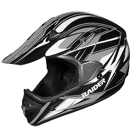 Raider Adults' RX1 MX Helmet, Black/Silver, Medium