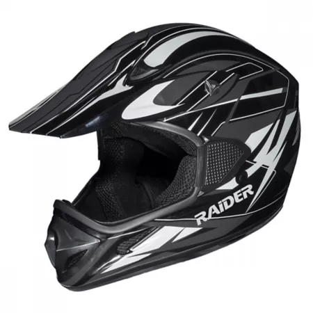 Raider RX1 MX Adult Full Face Helmet Large Black/Silver Powersport Helmets