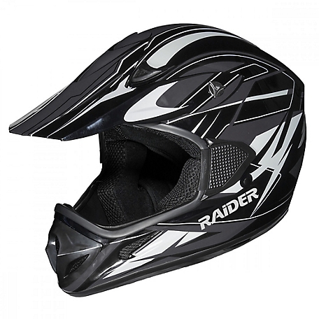 Raider RX1 Adult MX Helmet, Black / Silver - Large