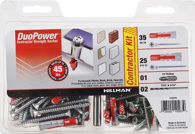Hillman DuoPower Contractor-Strength Anchors Kit (#8 & #10) -60 Pack