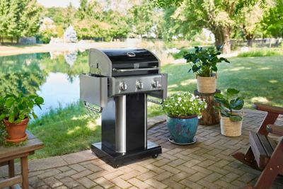 Image showing  3-Burner Propane Gas Pedestal Grill, Black