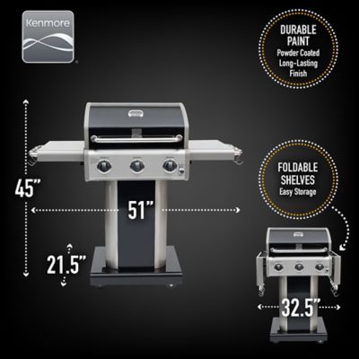 Image showing  3-Burner Propane Gas Pedestal Grill, Black