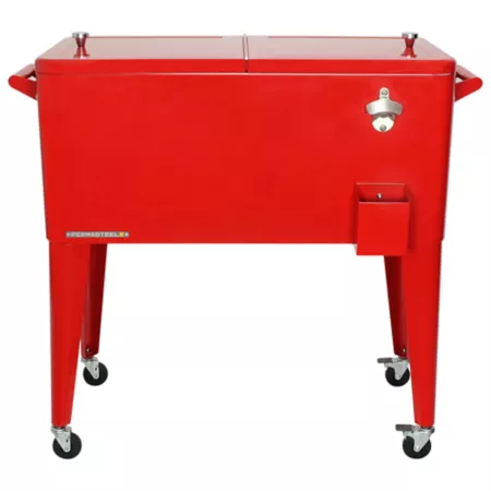 80 quart permsteel Rolling Patio Cooler Red Patio Coolers