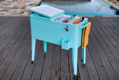 Image showing  80 qt. Rolling Patio Cooler, Turquoise