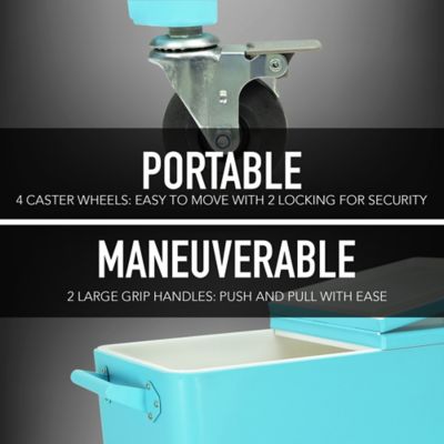 Image showing 6 th Permasteel 80 qt. Rolling Patio Cooler, Turquoise