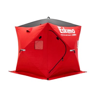 Eskimo QuickFish 3i, Pop-Up Portable Shelter, Insulated, Red/Black, Three Person, 69445 Step up your ice fishing