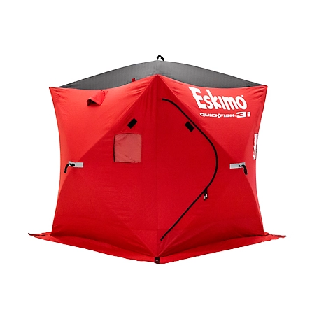 Eskimo QuickFish 3i, Pop-Up Portable Shelter, Insulated, Red/Black, Three Person, 69445