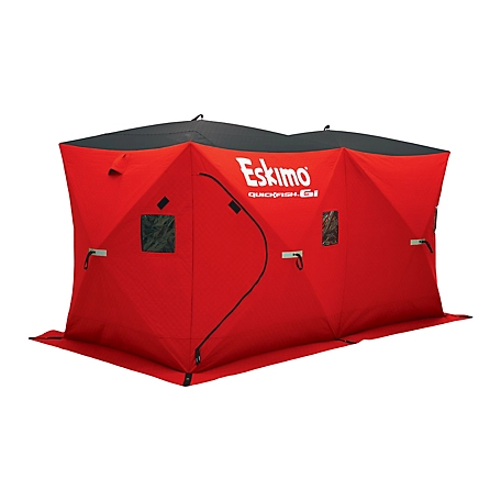 Eskimo QuickFish 6i, Pop-Up Portable Shelter, Insulated, Red/Black, Six Person, 36150