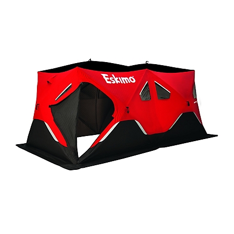 Eskimo FatFish 9416i, Pop-Up Portable Shelter, Insulated, Red/Black, 7-9 Person, FF9416I
