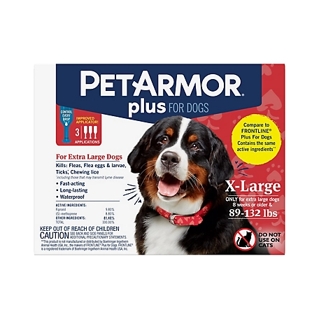 PetArmor Plus Flea and Tick Topical Treatment for Dogs 89-132 lb., 3 ct.