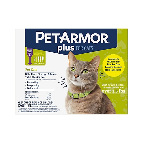 PetArmor Plus Flea and Tick Topical Treatment for Cats, 3 ct.