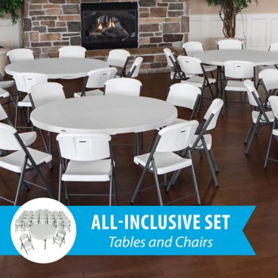 Image showing  36 pc. 60 in. Round Stacking Tables and Chair Combo Set, 4 Tables, 32 Chairs