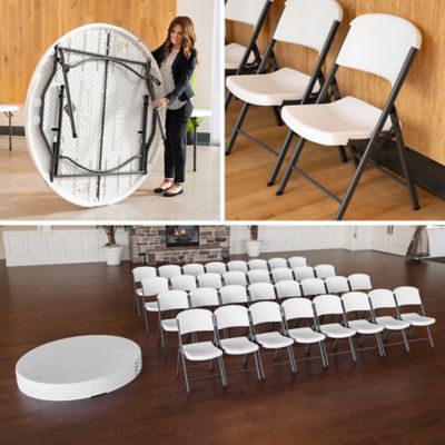 Image showing 9 th Lifetime 36 pc. 60 in. Round Stacking Tables and Chair Combo Set, 4 Tables, 32 Chairs