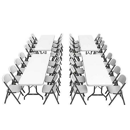 Lifetime 8 ft. Rectangular Table and Chair Combo Set, 4 Tables, 32 Chairs