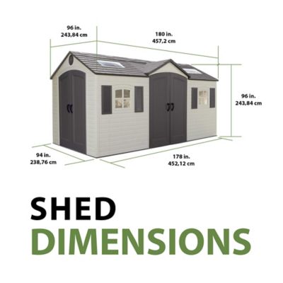 Image showing 7 th Lifetime 15 x 8ft. Dual Entry Outdoor Storage Shed