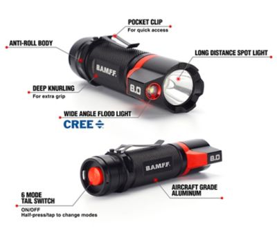 Image showing  BAMFF 8.0 800-Lumen Rechargeable Dual LED Flashlight with 6 Modes, 00-341