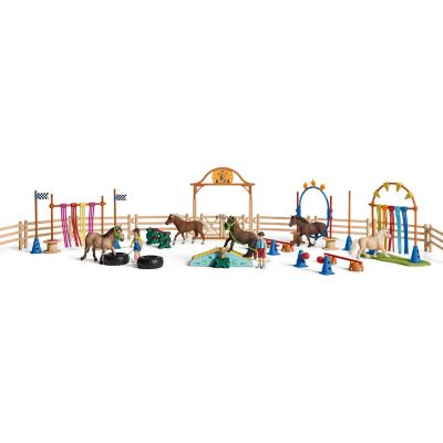 Schleich Pony Agility Training Set with 2 Ponies Rider and accessories 28PCS 