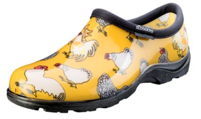 Sloggers Women's Waterproof Comfort Rain and Garden Shoes, Yellow Chicken Print