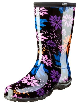 Sloggers Women's Waterproof Comfort Garden and Rain Boots, 10 in., Flower Power