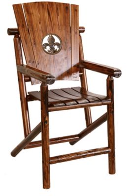 Leigh Country 55 in. Char-Log Fleur-De-Lis Patio Bar Armchair