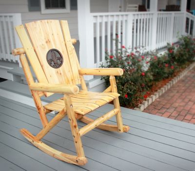 Image showing 6 th Leigh Country 35.43 in. Aspen Fleur De-Lis Single Patio Rocker