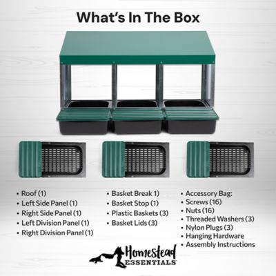 Image showing 7 th Homestead Essentials Roll-Out 3-Compartment Chicken Nesting Box