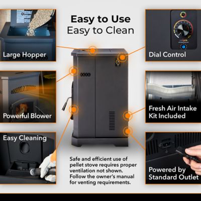 Image showing  2500 sq. ft. Pellet Stove, 130 lb. Hopper Size, PP130-B-DS