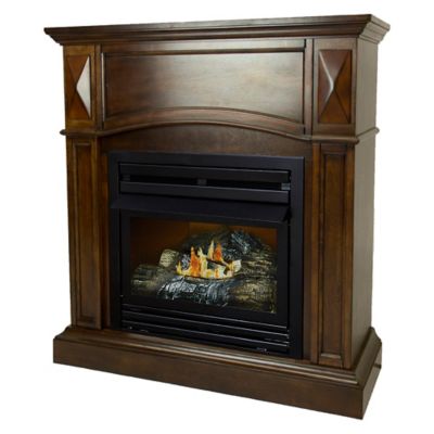 Pleasant Hearth 36 in. Cherry Vent-Free Natural Gas Fireplace System