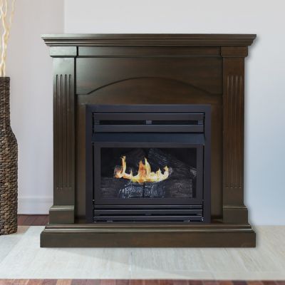 Pleasant Hearth 36 in. Tobacco Vent-Free Natural Gas Fireplace System