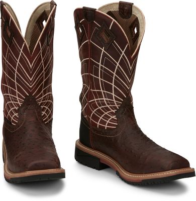Image showing 5 th Justin Men's Derrickman Ostrich Print Composite Toe Work Boots, 12 in.