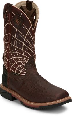 Justin Men's Derrickman Ostrich Print Composite Toe Work Boots, 12 in.