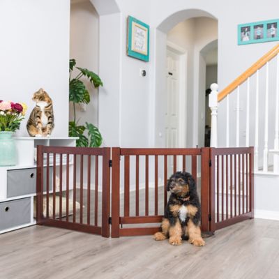 Image showing  24 in. 360 Configurable Walk-Through Wooden Pet Gate, Walnut