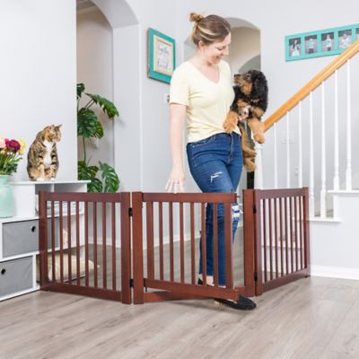 Image showing  24 in. 360 Configurable Walk-Through Wooden Pet Gate, Walnut