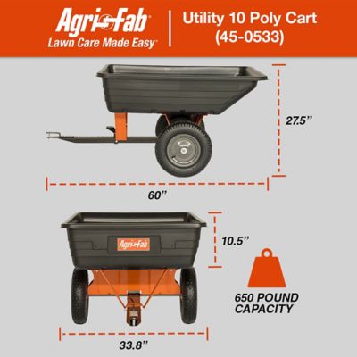 Image showing  Tow-Behind 10 cu. ft. Poly Tow Heavy-Duty Dump Cart, 650 lb. Capacity