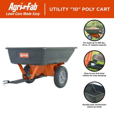 Image showing  Tow-Behind 10 cu. ft. Poly Tow Heavy-Duty Dump Cart, 650 lb. Capacity
