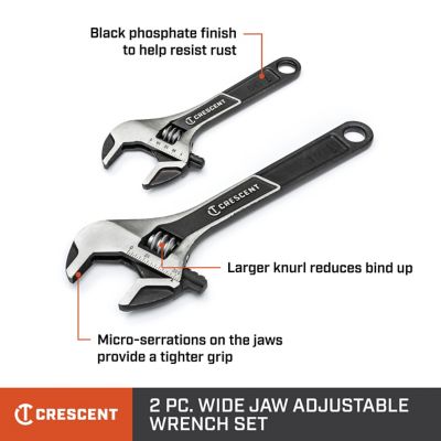 Image showing  Wide Jaw Adjustable Wrench Set, 2 pc.