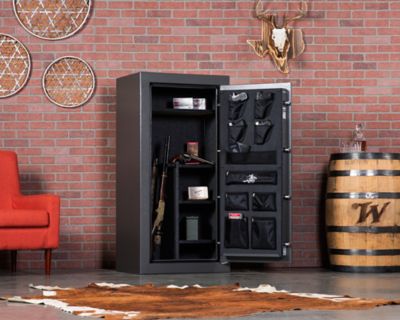 Image showing 6 th Winchester Safes 26 Long Gun 18.4 cu. ft. Electronic Lock Gun Safe, 45 Min. Fire Rating, Slate