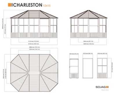 Image showing 1 th Sojag Charleston 12 x 15ft. Wall-Mounted Solarium