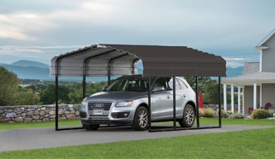 Image showing  10 ft. x 15 ft. Steel Galvanized Carport, Black/Charcoal