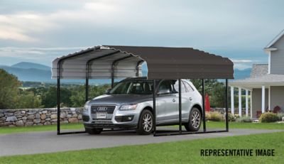 Image showing 6 th Arrow 10 ft. x 20 ft. Steel Galvanized Carport, Black/Charcoal