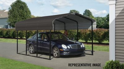Image showing 1 th Arrow 10 ft. x 24 ft. Steel Galvanized Carport, Charcoal