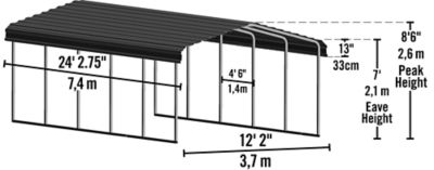 Image showing  12 ft. x 24 ft. Steel Glazed Carport