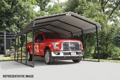 Image showing  12 ft. x 29 ft. Steel Galvanized Carport, Black/Charcoal