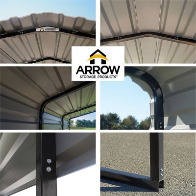 Image showing 10 th Arrow 12 ft. x 29 ft. Steel Galvanized Carport, Black/Charcoal