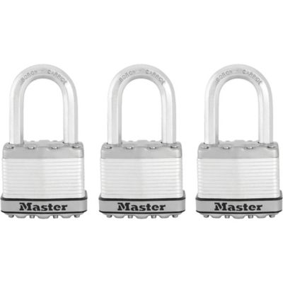 Master Lock 1-1/2 in. Shackle Magnum Steel Padlocks, 3-Pack