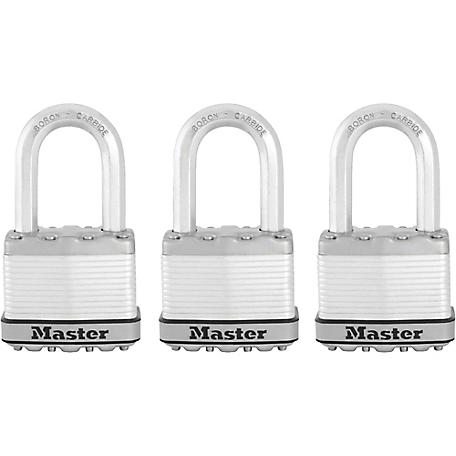 Master Lock 2 in. Magnum Steel Padlocks with Shackle, 3-Pack